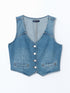 LC Waikiki V-Neck Women'S Jean Vest
